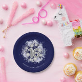 Silver Foil Sweet 16 Bday Balloons Royal Blue Pappteller (Party)