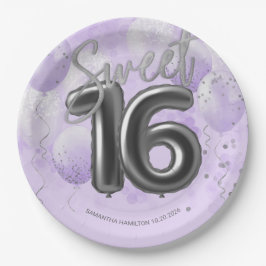 Silver Foil Sweet 16 Birthday Balloons Lavender Pa Pappteller