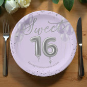 Silver Foil Sweet 16 Birthday Balloons Lavender Pappteller