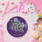 Silver Foil Sweet 16 Birthday Balloons Lila Pappteller (Party)