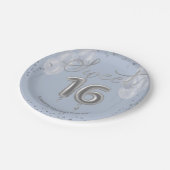 Silver Foil Sweet 16 Birthday Balloons Party Blue Pappteller (Schrägansicht)