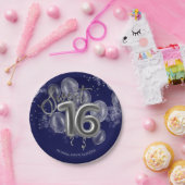 Silver Foil Sweet 16 Birthday Balloons Royal Blue Pappteller (Party)