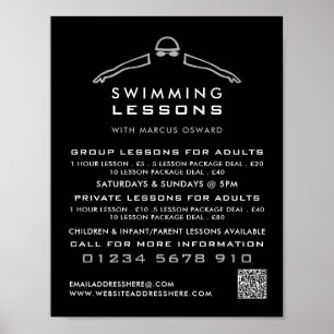 Silver Foil Swimmer Icon, Schwimmen Lektion Werbun Poster