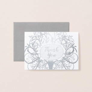 Silver Foil Swirl Tree Vielen Dank Folienkarte