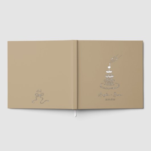 Silver Foil Taupe Champagner Tower Wedding Gästebuch (Voll)