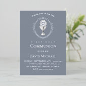 Silver foil text First Holy Communion boy Folieneinladung (Stehend vorne)