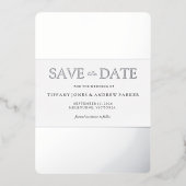 Silver Foil Trendy Moderne Hochzeit retten das Dat Folieneinladung (Vorderseite)