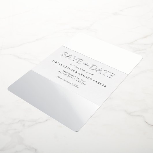 Silver Foil Trendy Moderne Hochzeit retten das Dat Folieneinladung (Gedreht)