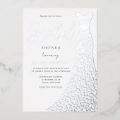 Silver Foil Wedding Dress Brautparty Folieneinladung (Vorderseite)