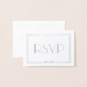 Silver Foil Wedding RSVP Card Folienkarte (Vorderseite mit Umschlag)