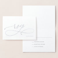 Silver Foil Wedding RSVP Reply Foil Card