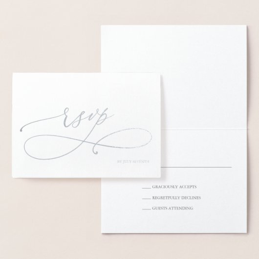 Silver Foil Wedding RSVP Reply Foil Card Folienkarte (Anzeige)