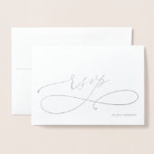 Silver Foil Wedding RSVP Reply Foil Card Folienkarte (Vorderseite mit Umschlag)