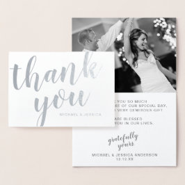 Silver Foil Wedding Vielen Dank mit Foto Folienkarte