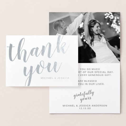 Silver Foil Wedding Vielen Dank mit Foto Folienkarte (Anzeige)