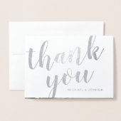 Silver Foil Wedding Vielen Dank mit Foto Folienkarte (Vorderseite mit Umschlag)