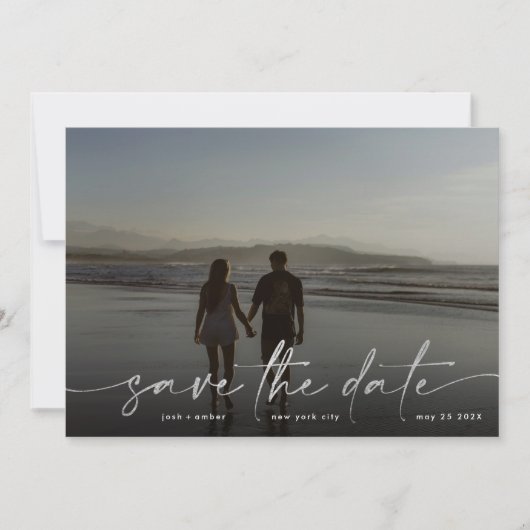 Silver Foil White Gray Modernes Foto Ultimate Save The Date (Vorderseite)