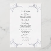 Silver Foil White Two Place Beide Eltern Hochzeit Folieneinladung (Vorderseite)