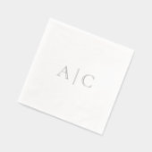 Silver Foil White Wedding Modern Monogram Servietten Mit Folie (Links)