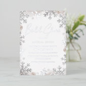 SILVER FOIL Winterschneeflocken Brautparty Folieneinladung (Stehend vorne)
