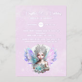 Silver-Folie Fee Prinzessin Rose Blume irisierend Folieneinladung (Vorderseite)