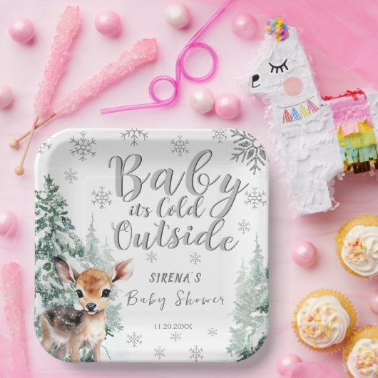 Silver Forest Es ist kalt draußen Winter Baby Dusc Pappteller (Party)