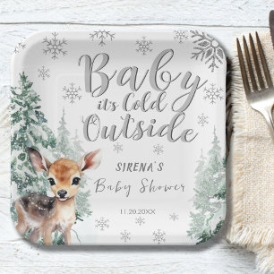 Silver Forest Es ist kalt draußen Winter Baby Dusc Pappteller