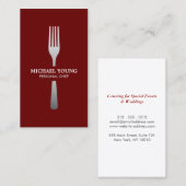 SILVER FORK auf DUNKELROT Visitenkarte (Vorne/Hinten)