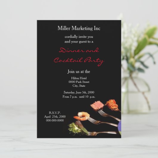 Silver Forks Business Dinner Party Einladung (Stehend Vorderseite)