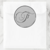 Silver Formal Wedding Monogram F Siegel Sticker (Tasche)