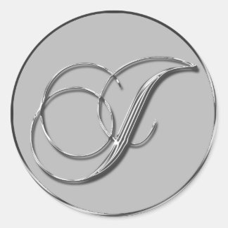 Silver Formal Wedding Monogram I Siegel Runder Aufkleber