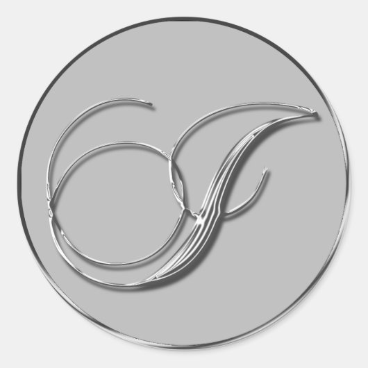 Silver Formal Wedding Monogram J Seal Runder Aufkleber (Vorderseite)