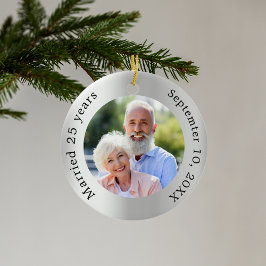 Silver Foto 25. Hochzeitstag Keramik Ornament