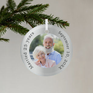 Silver Foto 25. Hochzeitstag Ornament Aus Glas