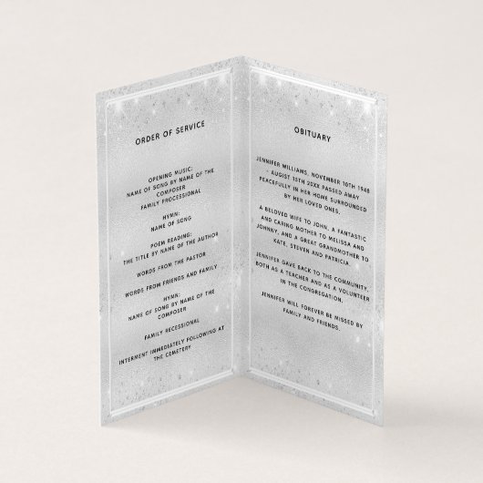Silver Foto Glitzer Glitzern Beerdigungsprogramm (Innenseite)