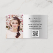 Silver Foto QR-Code Glitzer Tropfen weiblich Visitenkarte (Rückseite)