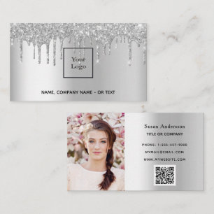 Silver Foto QR-Code Glitzer Tropfen weiblich Visitenkarte