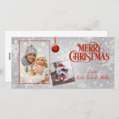Silver Foto Weihnachtskarte Feiertagskarte (Vorne/Hinten)