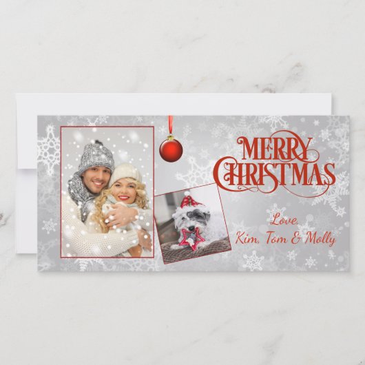 Silver Foto Weihnachtskarte Feiertagskarte (Vorderseite)