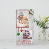 Silver Foto Weihnachtskarte Feiertagskarte (Stehend Vorderseite)