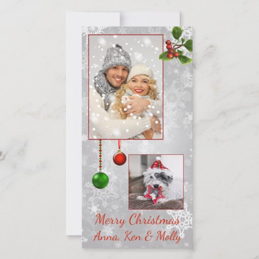 Silver Foto Weihnachtskarte Feiertagskarte (Vorderseite)