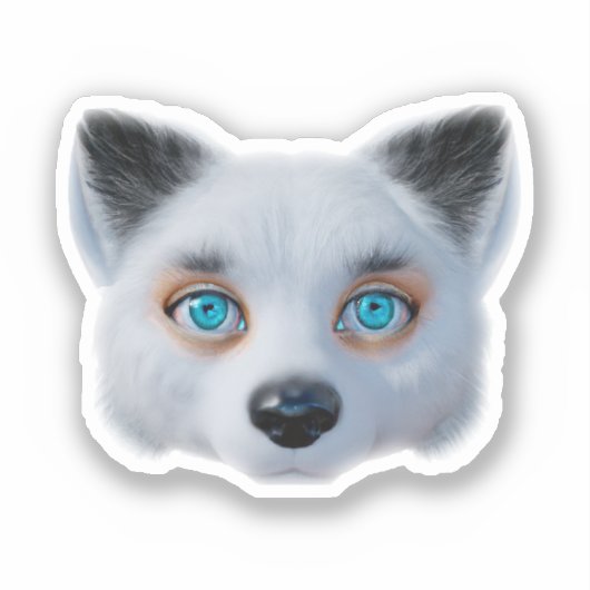 Silver Fox Blue Augen Klassik Aufkleber (Vorderseite)