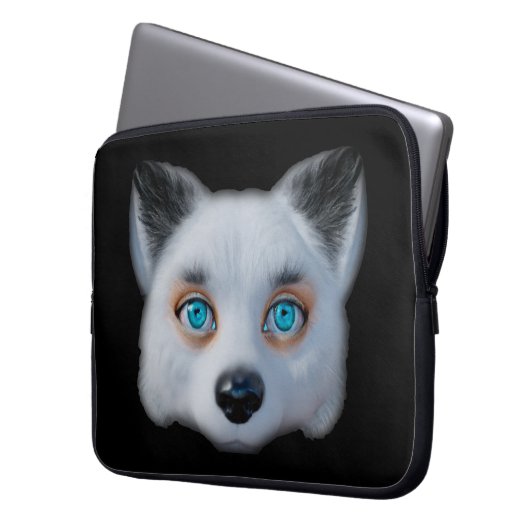 Silver Fox Blue Eye Klassiker Autoaufkleber Laptopschutzhülle (Vorderseite Links)