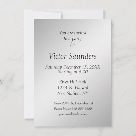 Silver Fox Geburtstagsparty Einladung (Rückseite)