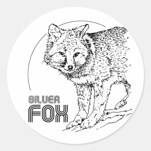 SILVER FOX VINTAG RUNDER AUFKLEBER (Vorderseite)