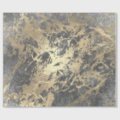 Silver Foxier Gold Marmor Shiny Metallic Strokes Geschenkpapier (Flach)