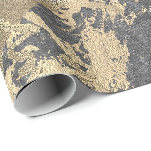 Silver Foxier Gold Marmor Shiny Metallic Strokes Geschenkpapier (Rolleneckpunkt)