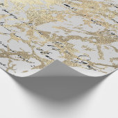 Silver Foxier Gold Script Shiny Metallic Black Geschenkpapier (Ecke)