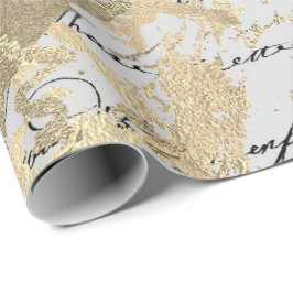Silver Foxier Gold Script Shiny Metallic Black Geschenkpapier
