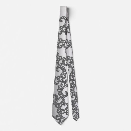 Silver Fraktal Art Neck Tie Krawatte (Vorderseite)